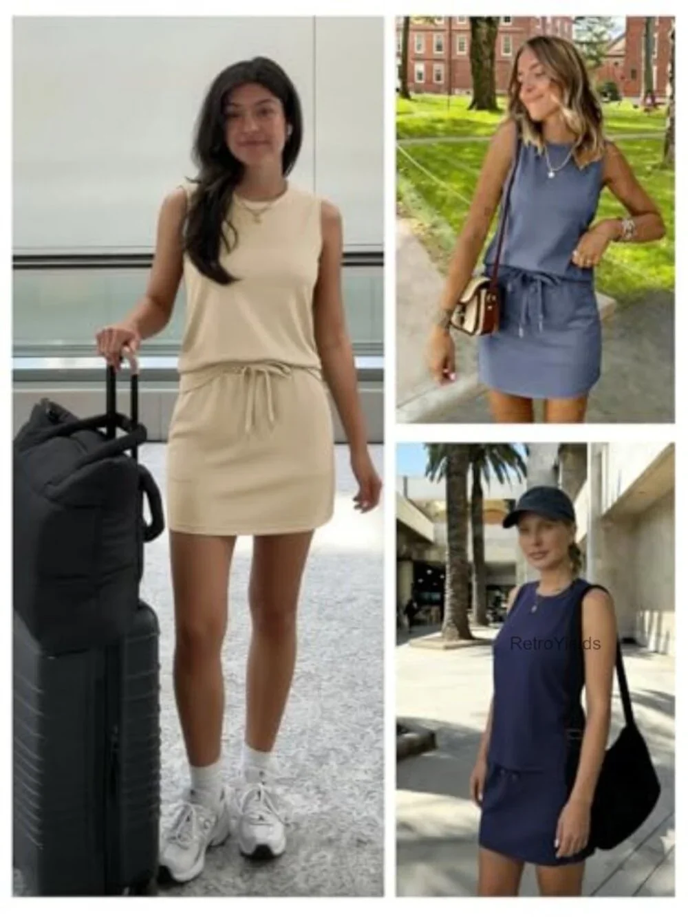 Two Piece Skirt Set - Mock Neck Top & Tennis Skirt - Lounge Matching Sets
